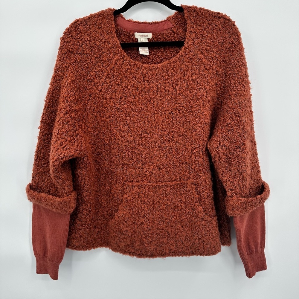 Sundance Teddy Boucle Knit Sweater Kangaroo Pocket Cozy‎ Fall Size Large